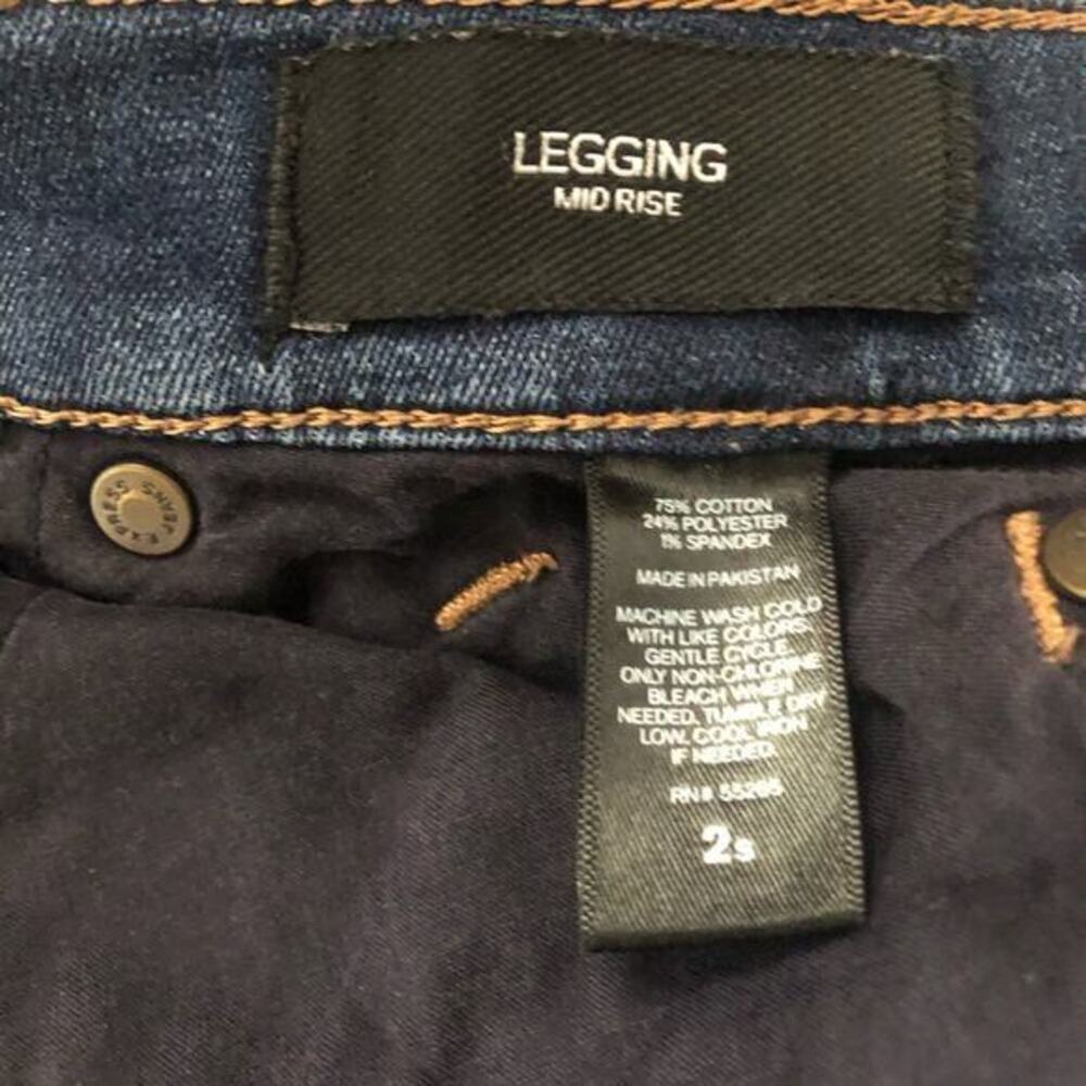 Express Jeans Womens Mid-rise Denim Legging Skinny Leg Jeans Dark Blue Size 2s - Picture 4 of 5
